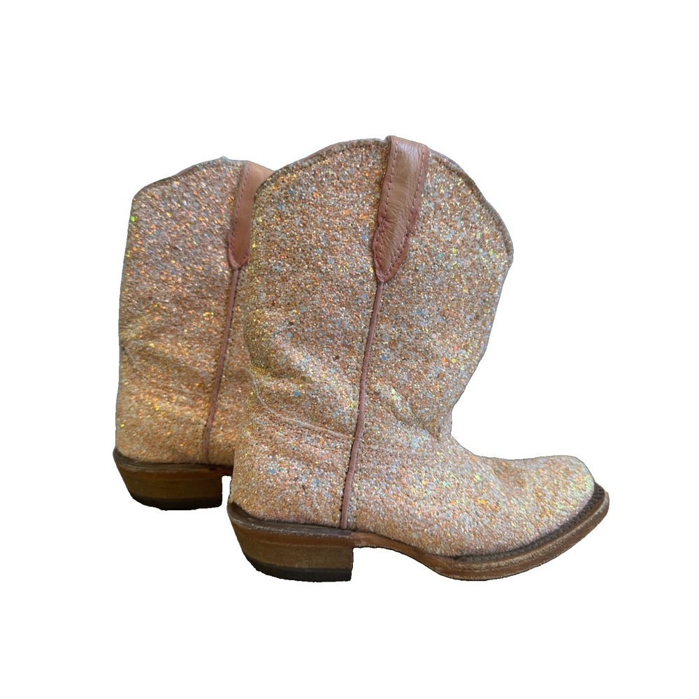 Tanner Mark Cowboy Western Boots Leather Cowgirl Sequin Pink Toddler Girls 11